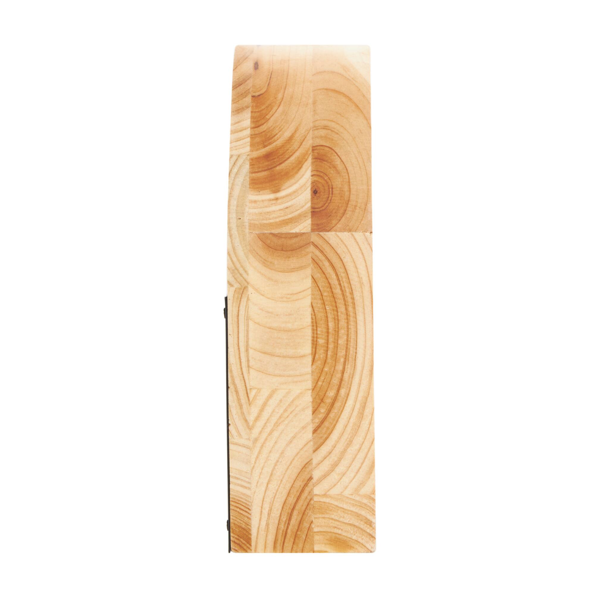 8" Light Brown Wood Round Abstract Clock